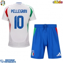 Italy Lorenzo Pellegrini #10 Replica Away Minikit Euro 2024 Short Sleeve (+ pants)
